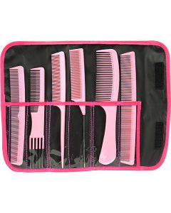 Combank Carbon 6 Piece Comb Set Pink