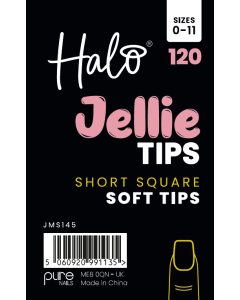 Halo Jellie Nail Tips Short Square, Sizes 0-11, 120 Mixed Sizes