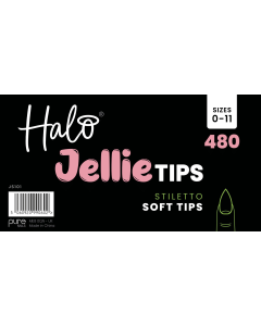 Halo Jellie Nail Tips Stiletto, Sizes 0-11, 480 Mixed Sizes