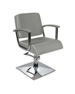 Madison Styling Chair Grey with White Piping and Square Base